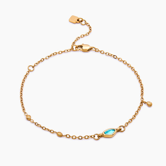 Aqua Droplet Bracelet | Gold-Plated | Aqua Stone Droplet Charm