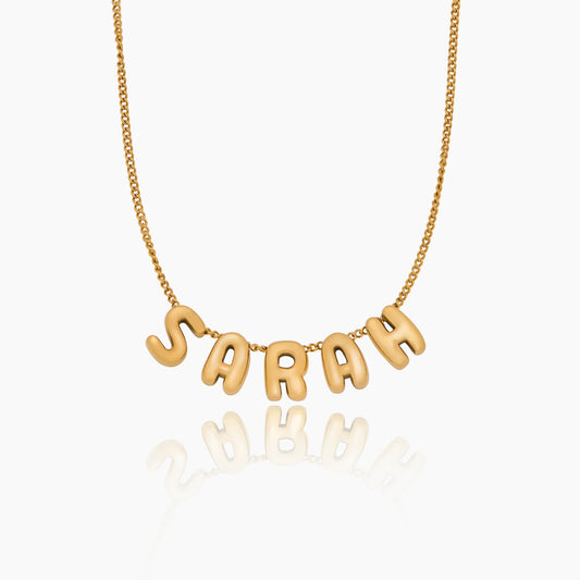 Bubble Custom Name Necklace | 18K Gold-Plated | Bold Rounded Personalized Lettering