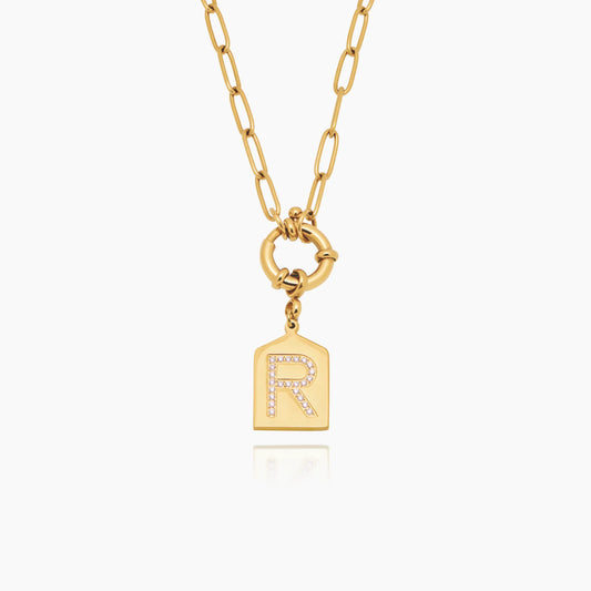 Pavè Initial Pendant Necklace | 18K Gold-Plated | Pavé Stone Initial