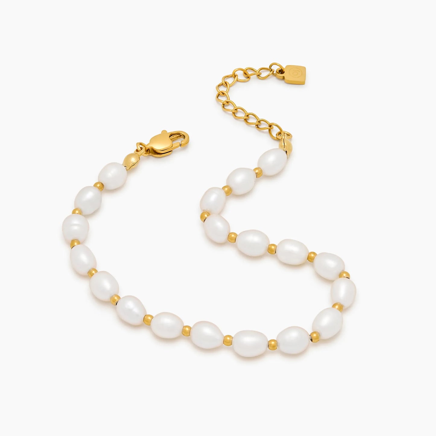 Luna Pearl Bracelet | Gold-Plated | Freshwater Pearls & Gold Beads