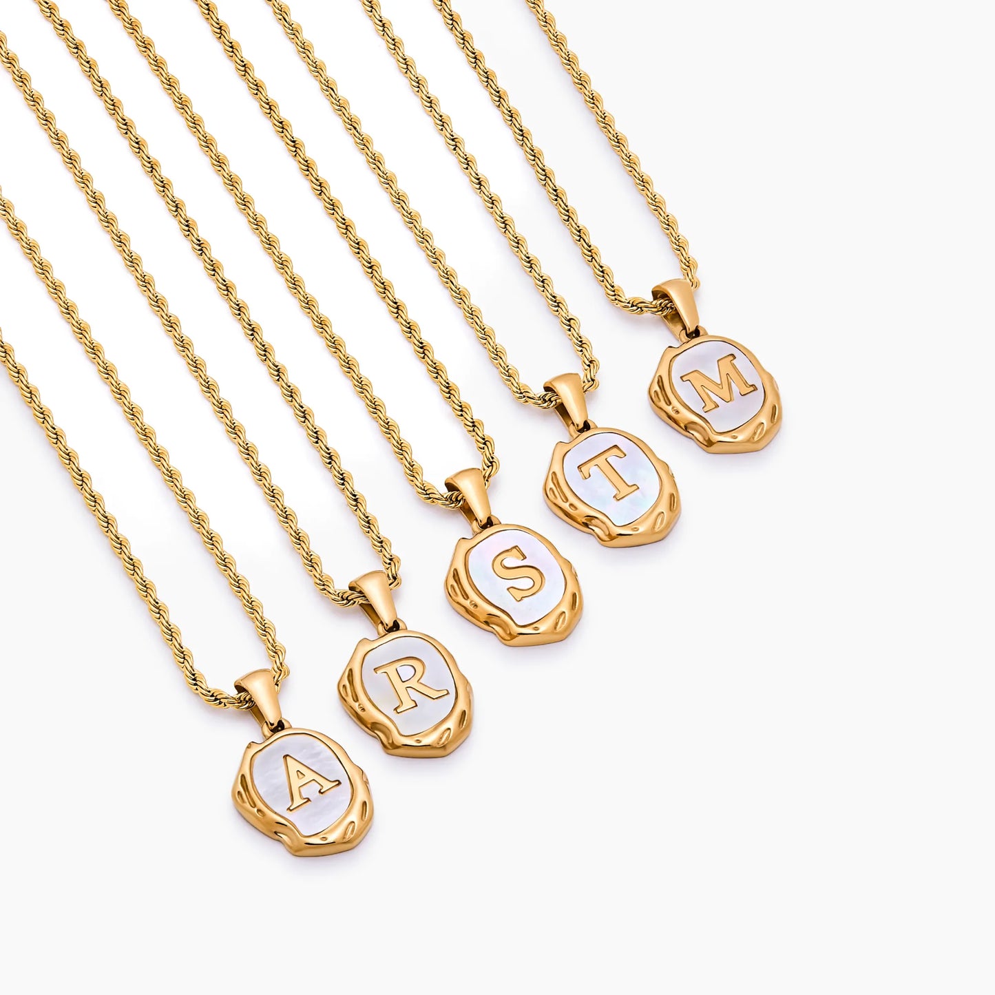 Pearl Initial Pendant Necklace | 18K Gold-Plated | MOP Backdrop Initial