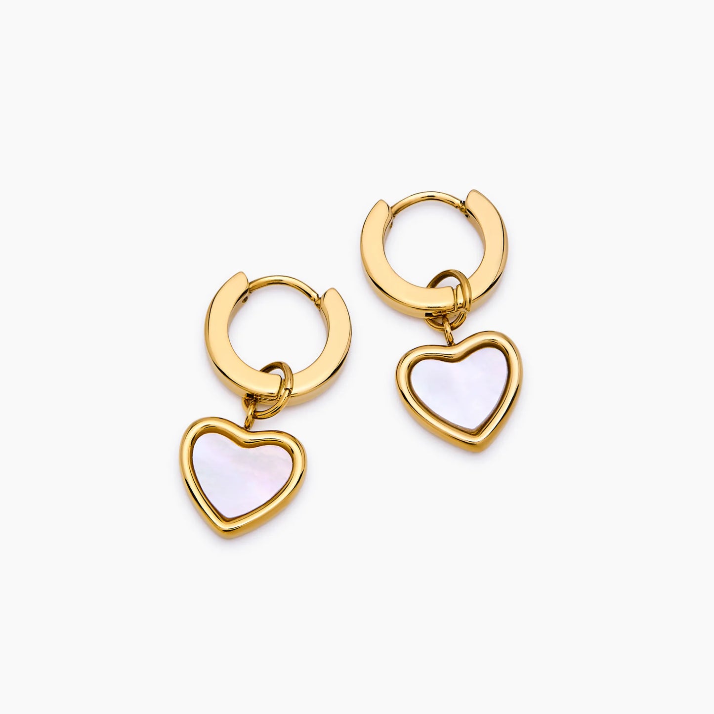 Olivia Heart Huggies | Gold-Plated | White Quartz Heart Pendant
