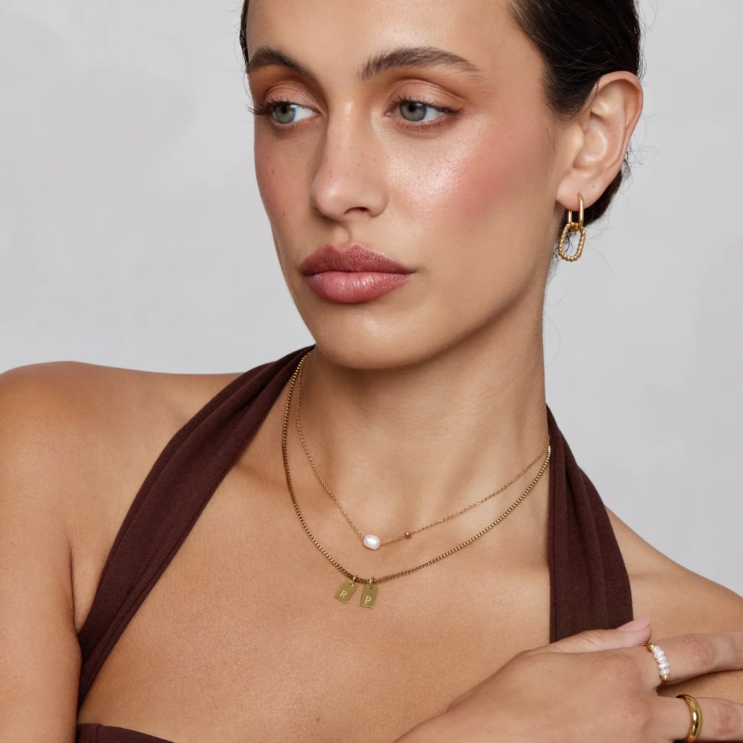 Dainty Freshwater Pearl Necklace | Gold-Plated | Pearl & Bezel Sparkle