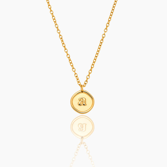 Initial Stamp Necklace | 18K Gold-Plated | Wax Seal Initial Pendant