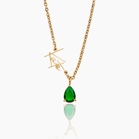 Signature Name and Birthstone Necklace | 18K Gold-Plated | Custom Script & Stone