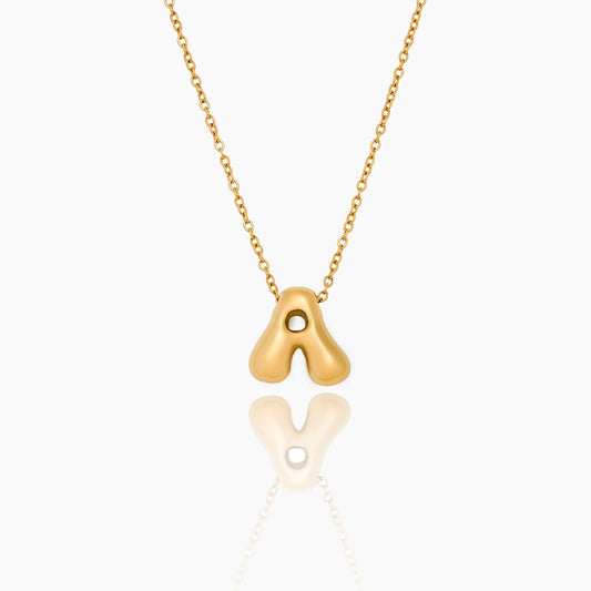 Bubble Statement Initial Necklace | 18K Gold-Plated | 17mm Bubble Letter