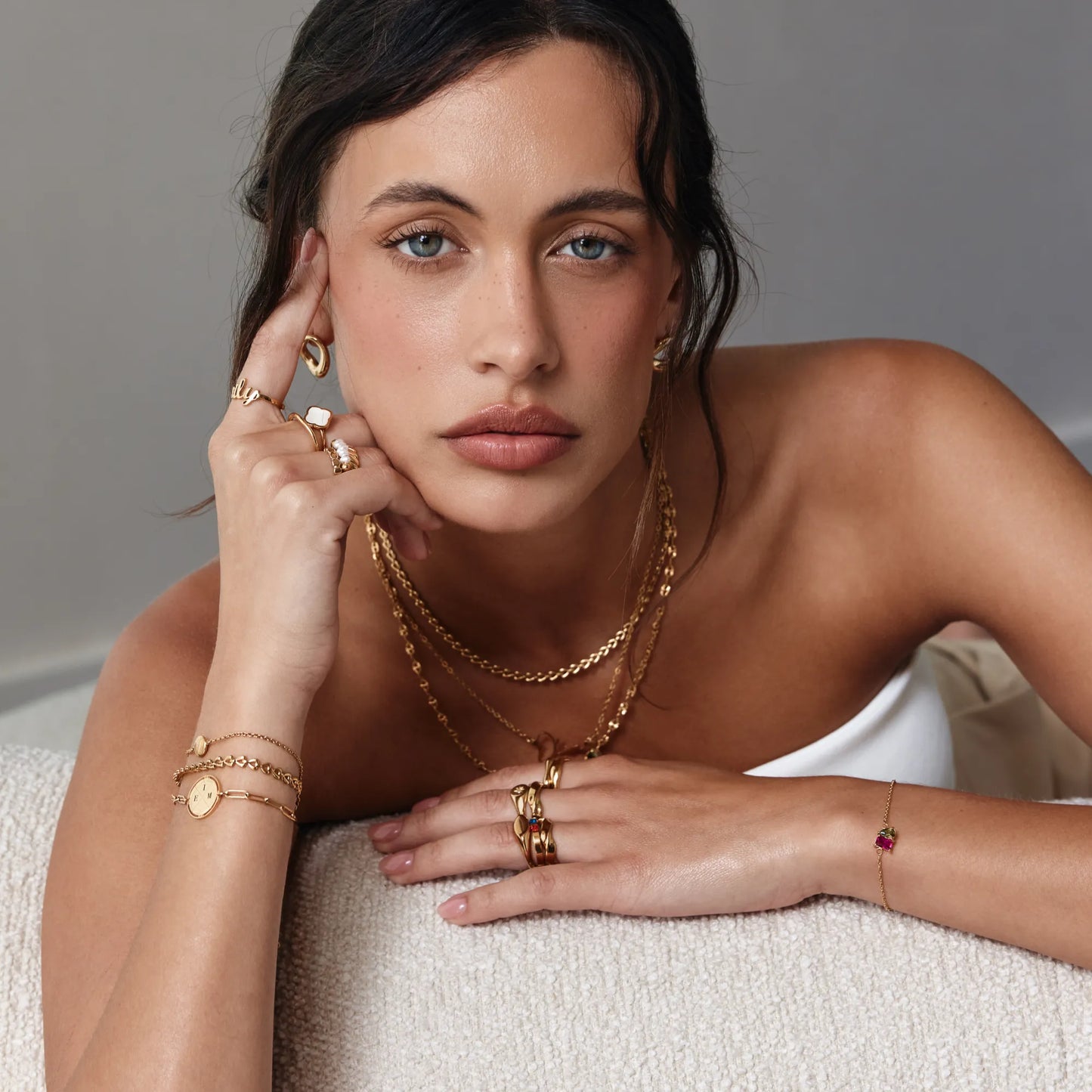 Mini Pearl Row Ring | Gold-Plated | 5 Freshwater Pearls