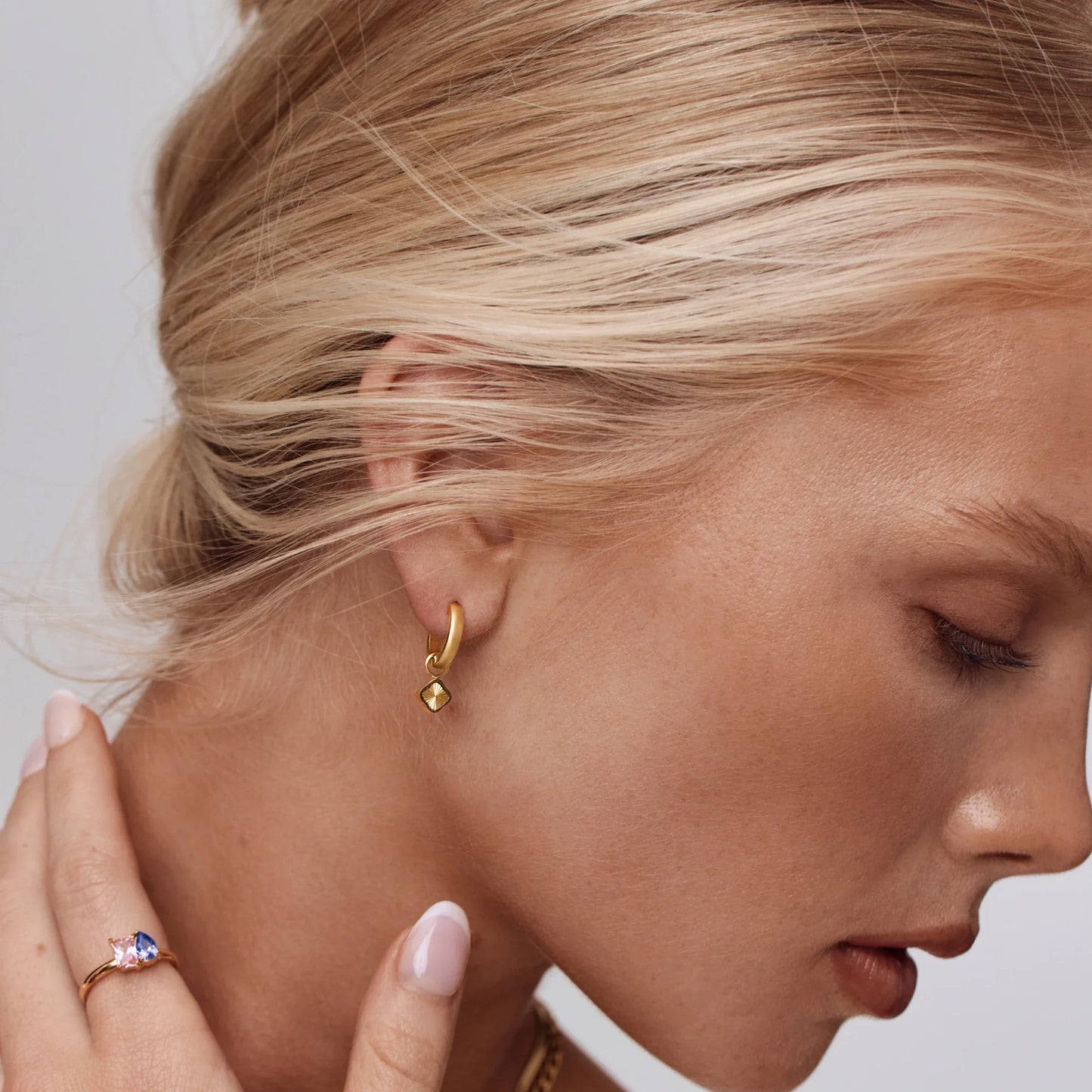 Mini Sunburst Clover Hoops | 18K Gold-Plated Stainless Steel | Huggie + Clover Charm