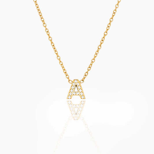 Pavé Initial Necklace | 18K Gold-Plated | Crystal Pavé Letter Pendant