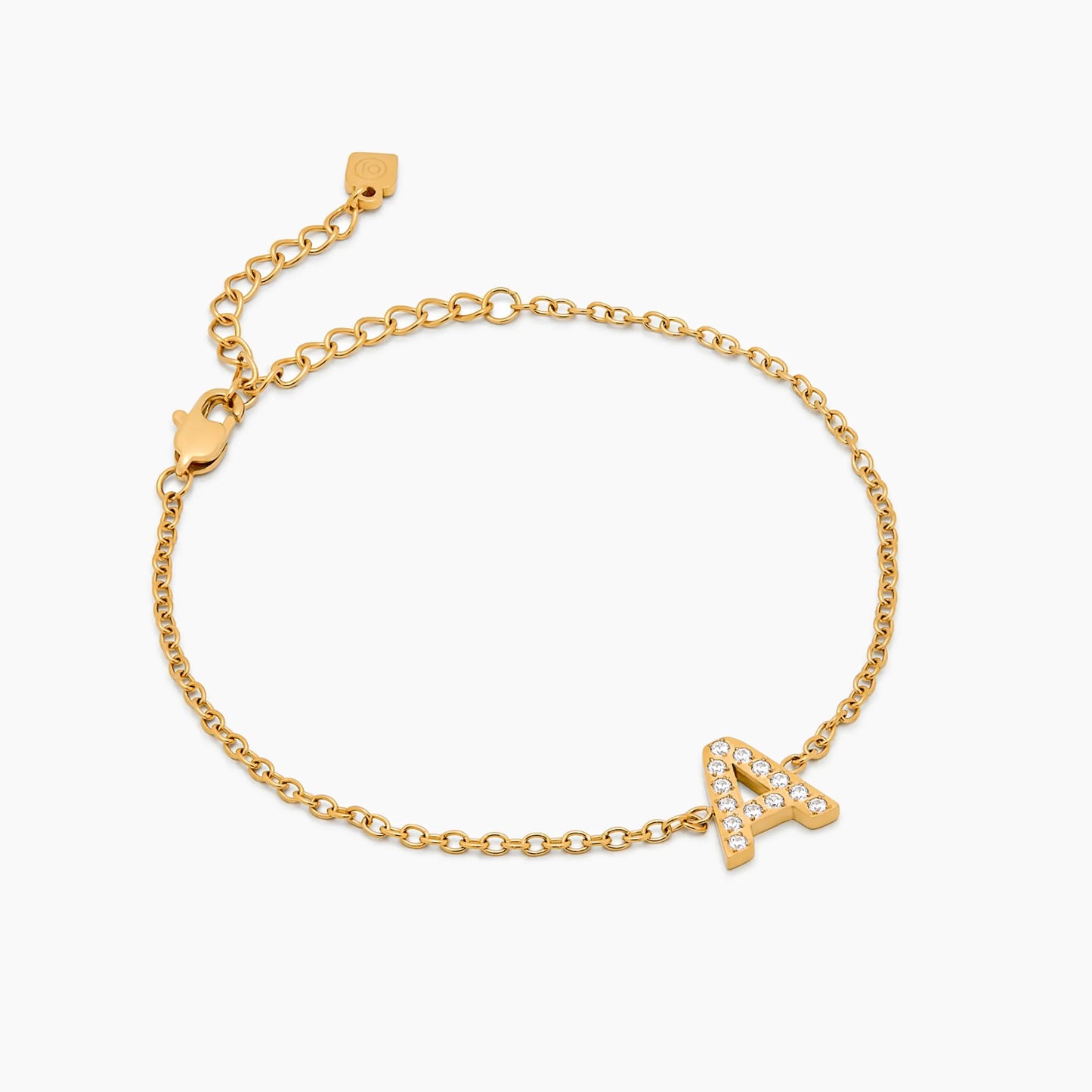 Pavé Initial Bracelet | 18K Gold-Plated | Crystal Pavé Initial Charm