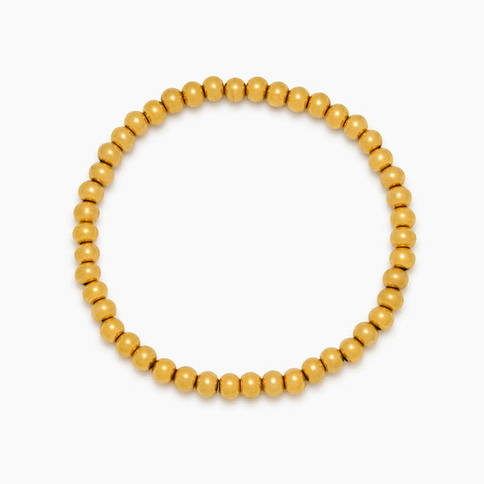 Gold Beaded Bracelet | Gold-Plated | 4mm Beads, 7"