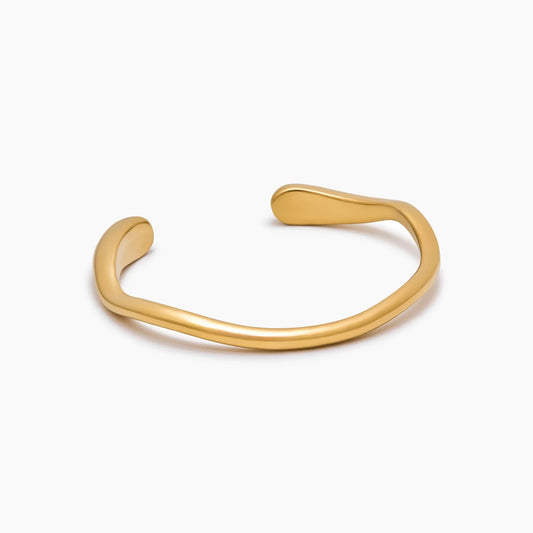 Sculpted Wave Cuff Bracelet | Gold-Plated | Curved Wave Design