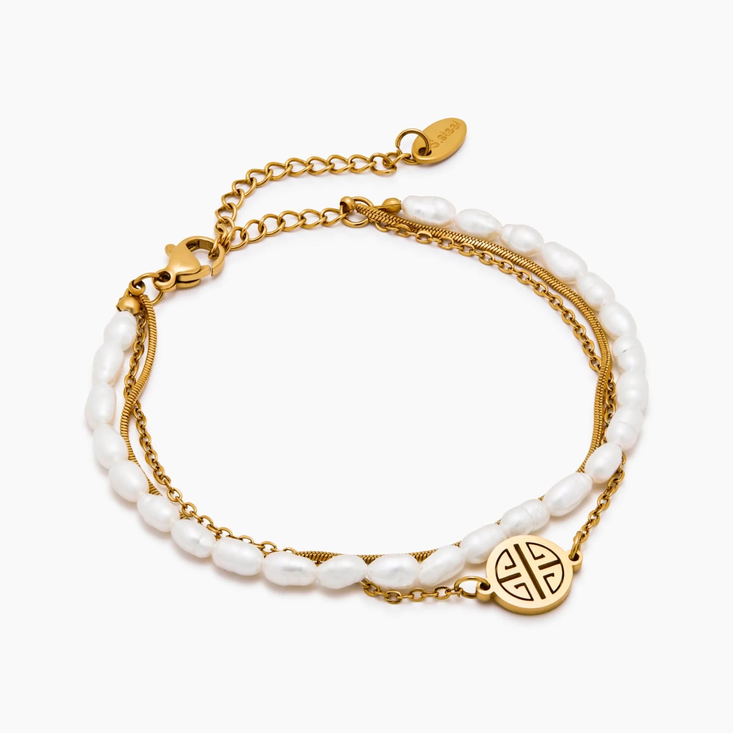 Sunshine Layered Pearl & Gold Bracelet | Gold-Plated | Pearl & Gold Stack