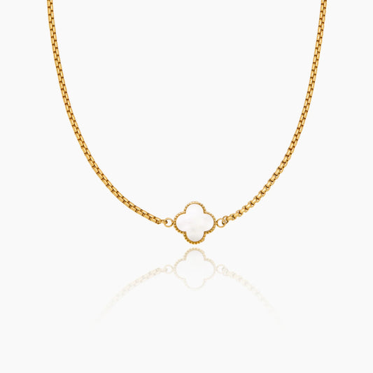 Pearl Clover Necklace | 18K Gold-Plated | Mother-of-Pearl Pendant, 18-Inch Chain