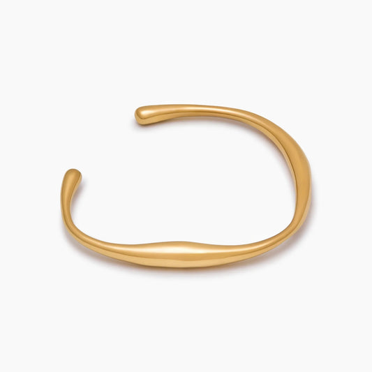 Dune Gold Cuff Bracelet | Gold-Plated | Wave-Curve Open Cuff