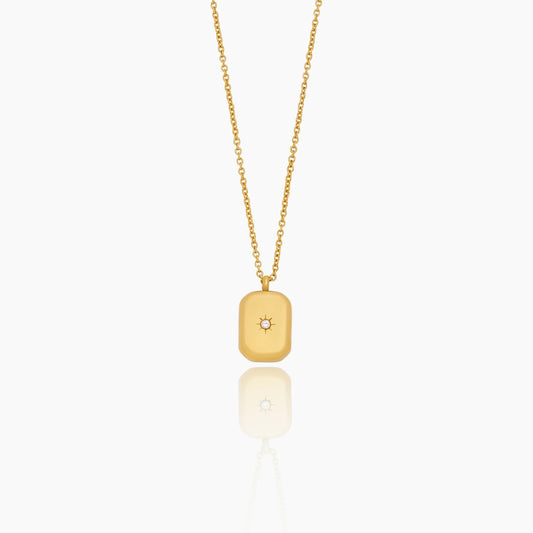 Stella Pendant Necklace | Gold-Plated | Polished Pendant & Crystal Stone