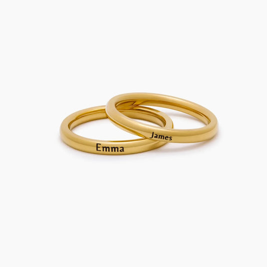 Dainty Stackable Name Ring | 18K Gold-Plated | Custom Engraved Band for Daily Wear