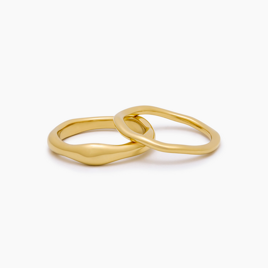 Everyday Essential Stackable Rings | 18K Gold-Plated Stainless Steel | Set of 2 Bands