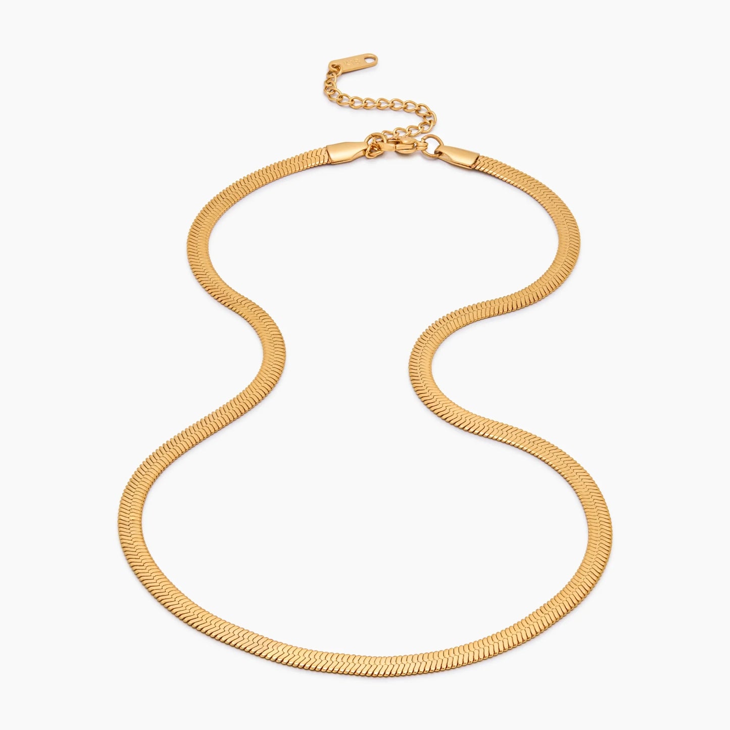Snake Chain Necklace | 18K Gold-Plated | 4mm Flat Snake Chain