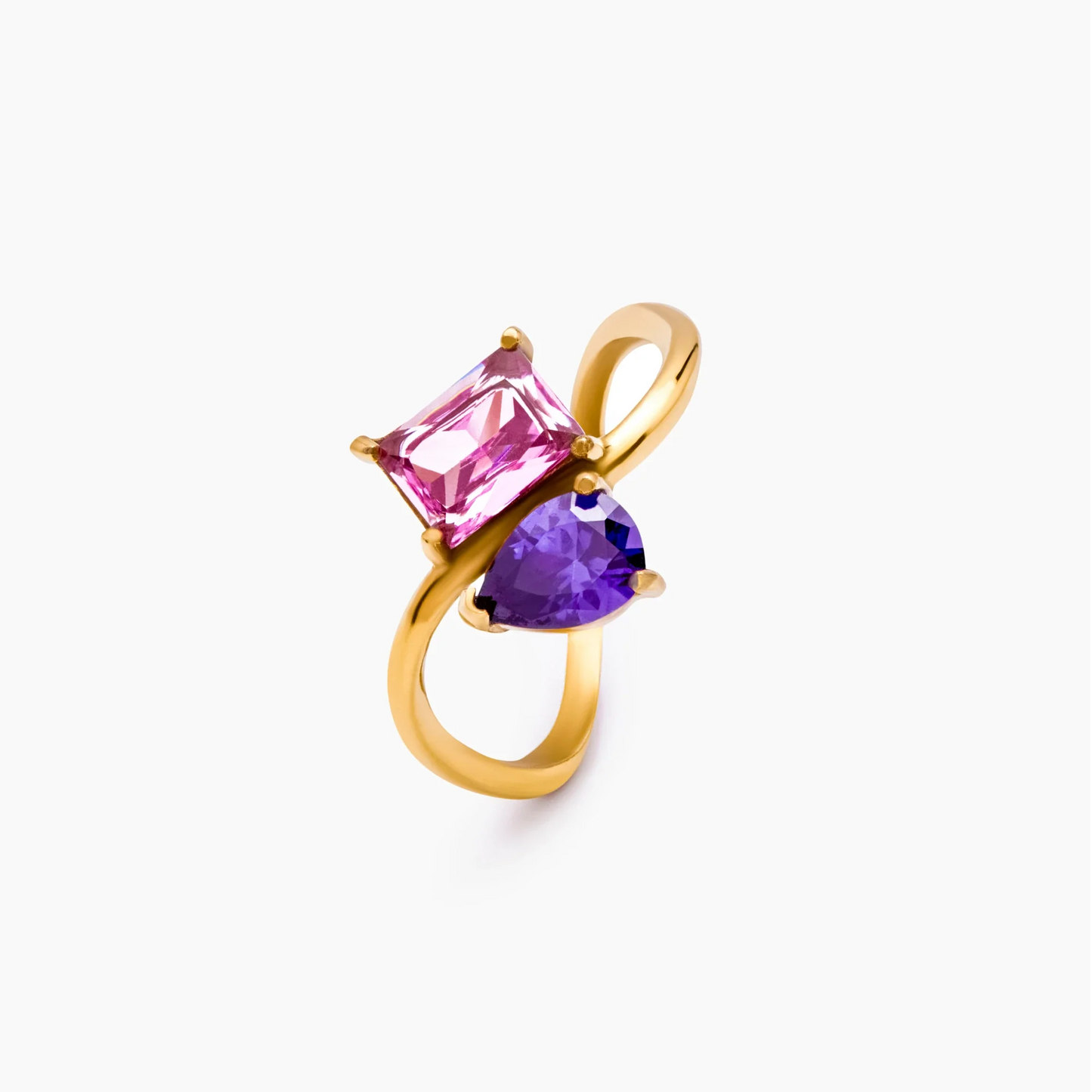 Toi et Moi Birthstone Ring | Gold-Plated | Pear & Radiant Cut Birthstones