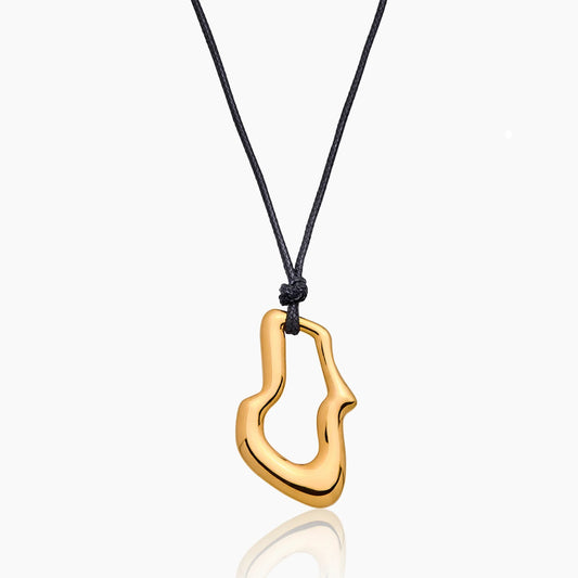 Molten Wave Cord Necklace | Gold-Plated | Wave Pendant on Cord