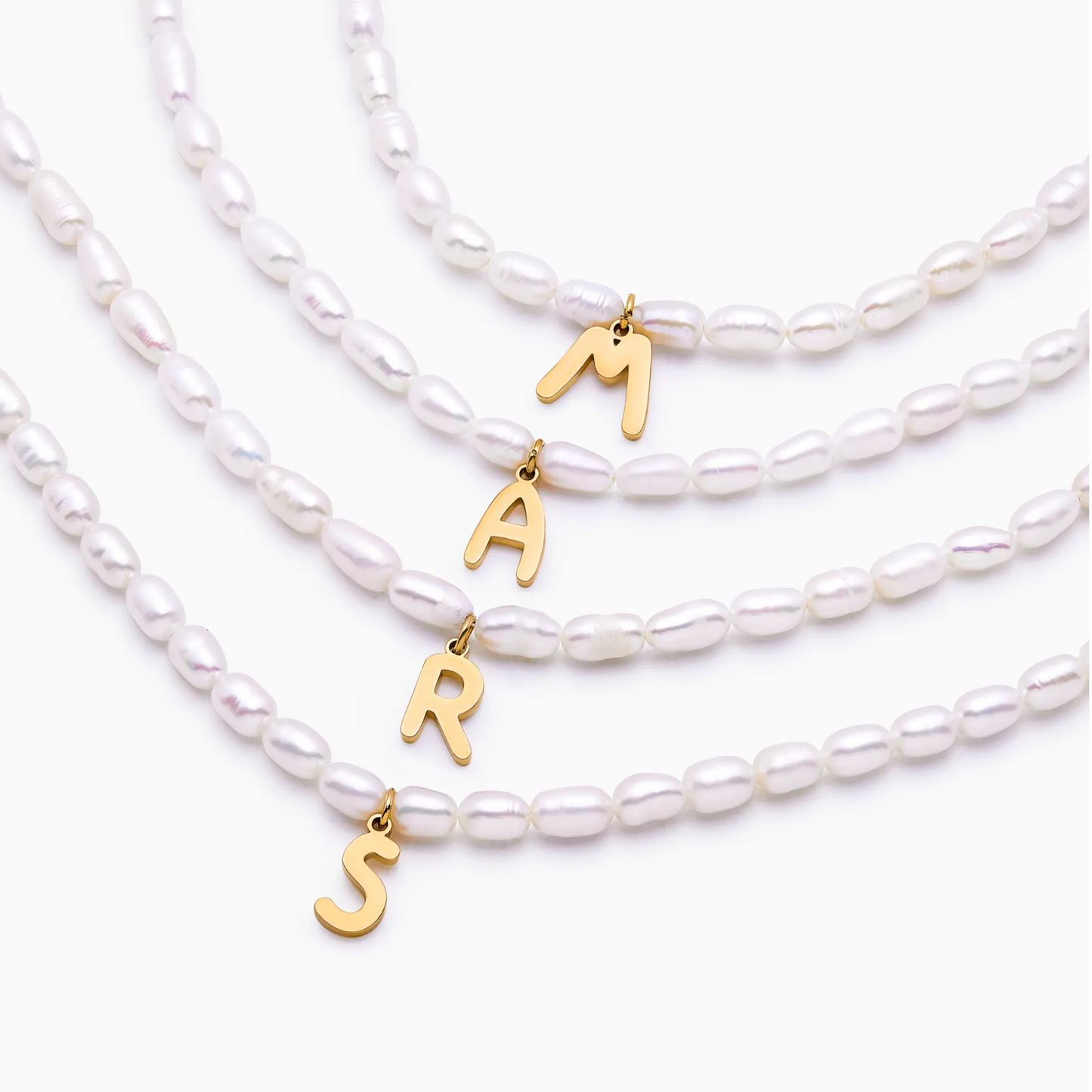 Statement Initial Pearl Necklace | Gold-Plated | Freshwater Pearls & Initial
