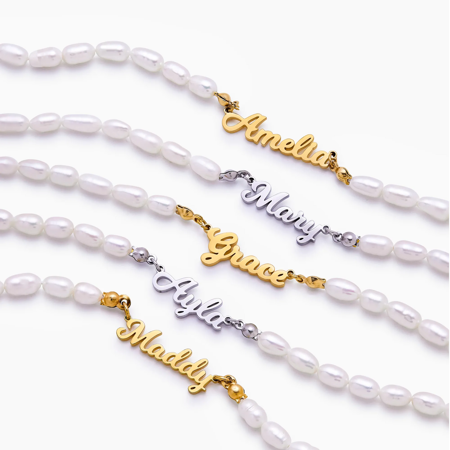 Statement Custom Name Pearl Necklace | Gold-Plated | Freshwater Pearls