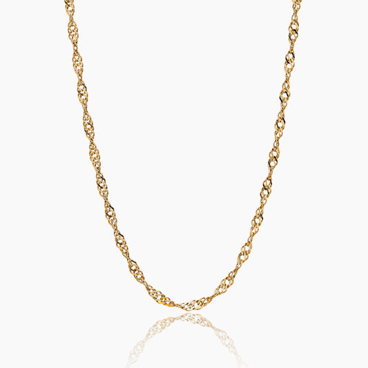 Singapore Chain Necklace | Gold-Plated | Twisted Singapore Link
