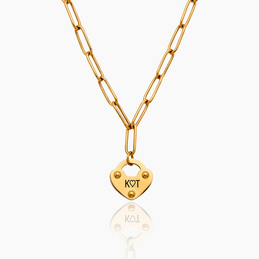Heart Lock Initial Necklace | Gold-Plated | Personalized Heart Lock Pendant