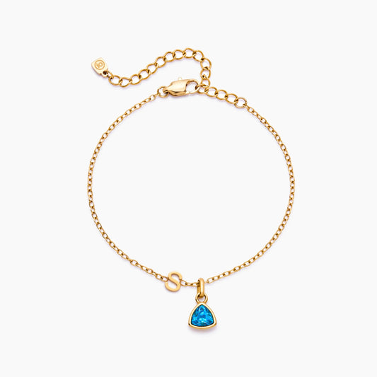 Birthstone Initial Charm Bracelet | 18K Gold-Plated | Initial & Birth Month