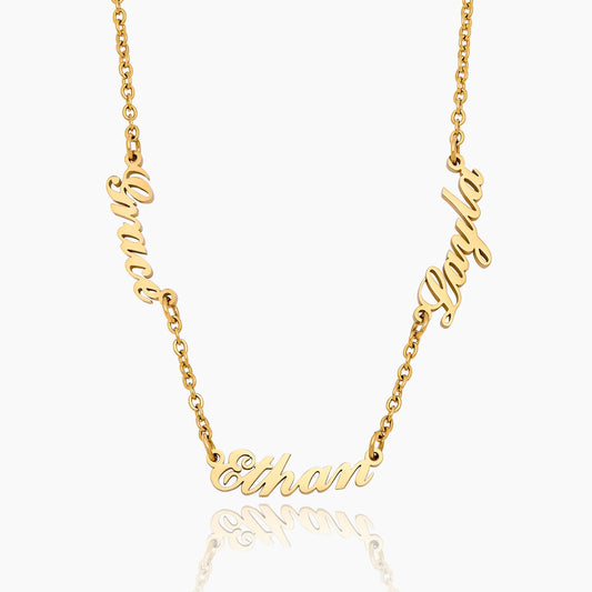 Multiple Name Necklace | 18K Gold-Plated | Up to 5 Custom Names in Script