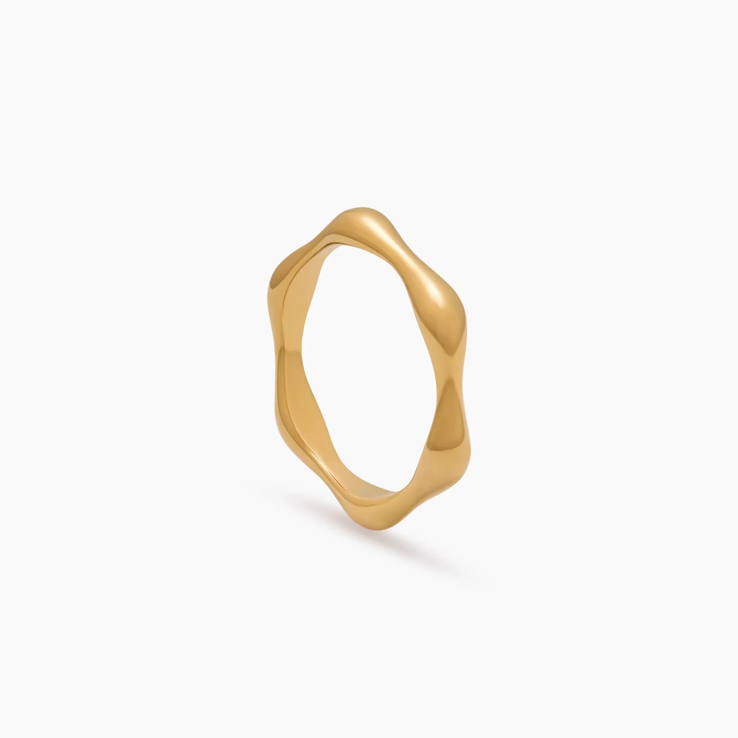 Aura Ripple Ring | Gold-Plated | Wave-Ripple Texture Band
