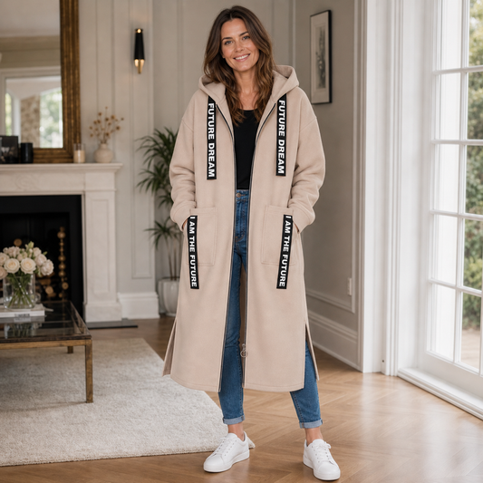 Olivia Women's Longline Fleece Hooded Coat