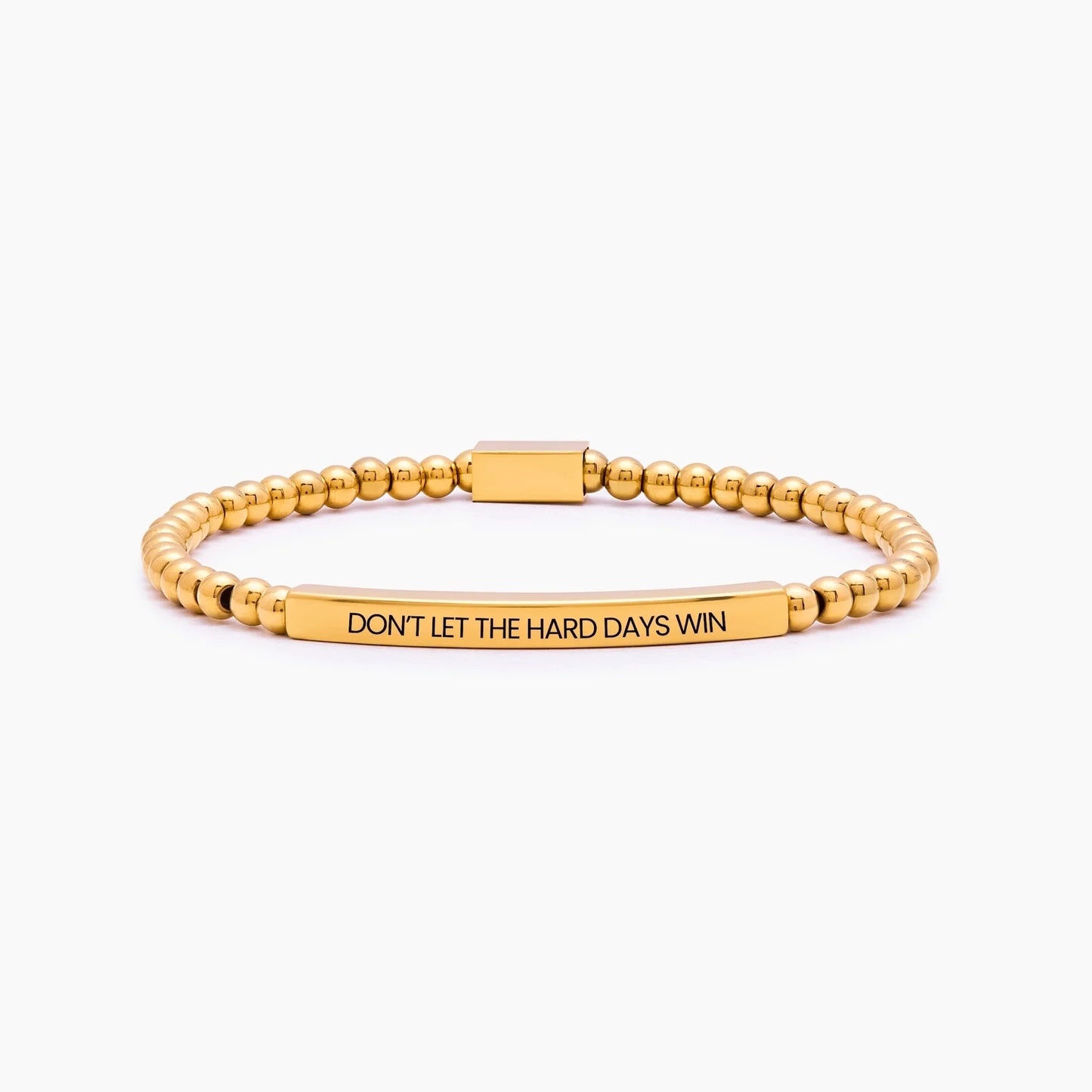 Don't Let The Hard Days Win Beaded Bracelet | 18K Gold-Plated | Engraved Message