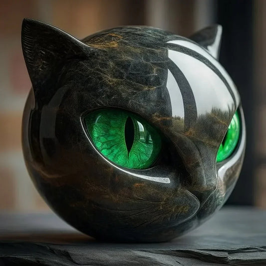 Olyvane – Mystical Black Cat Head Sculpture