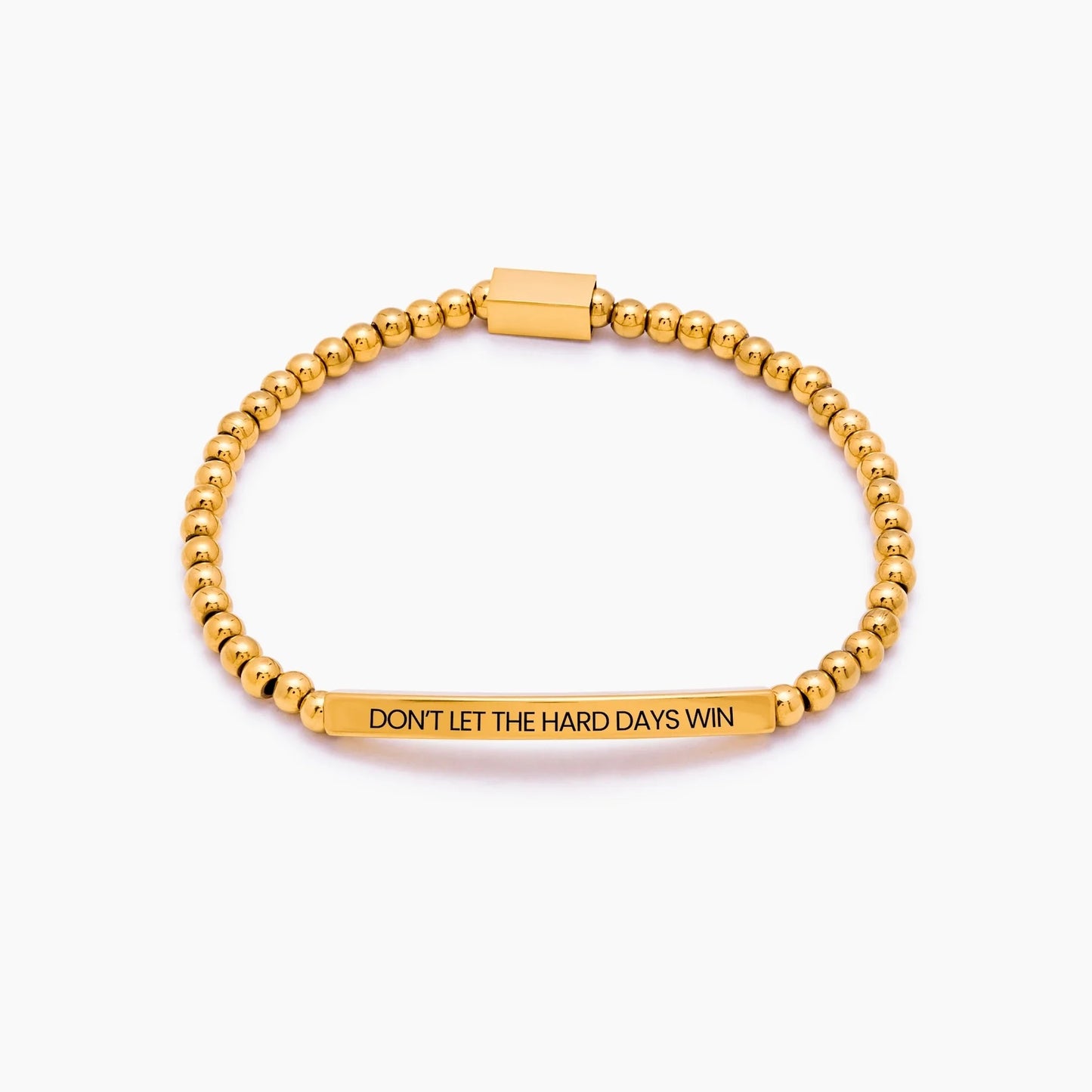Don't Let The Hard Days Win Beaded Bracelet | 18K Gold-Plated | Engraved Message