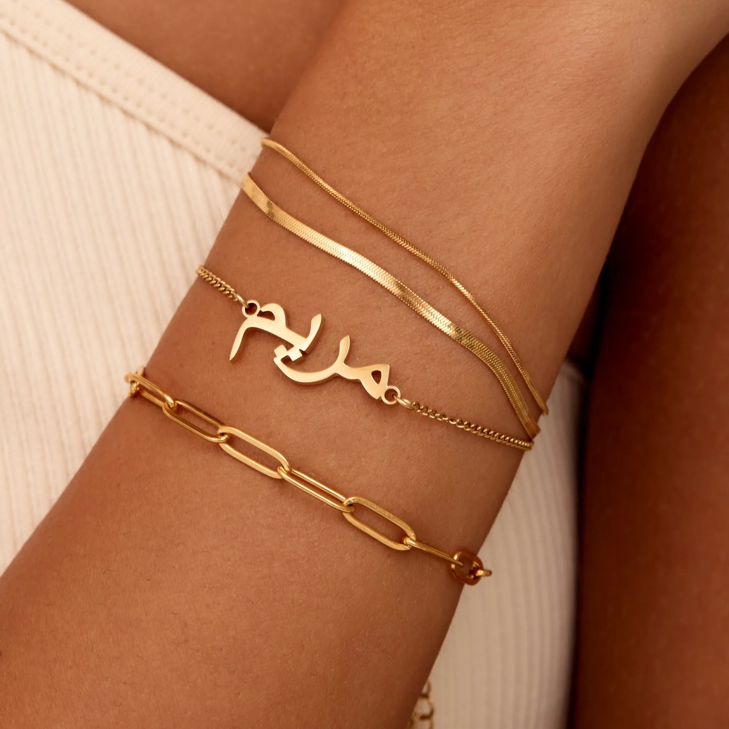 Double Snake Chain Layered Bracelet | Gold-Plated | Two-Chain Stack