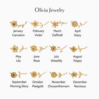 Dainty Birthflower Necklace | Gold-Plated | Birth Month Flower Pendant