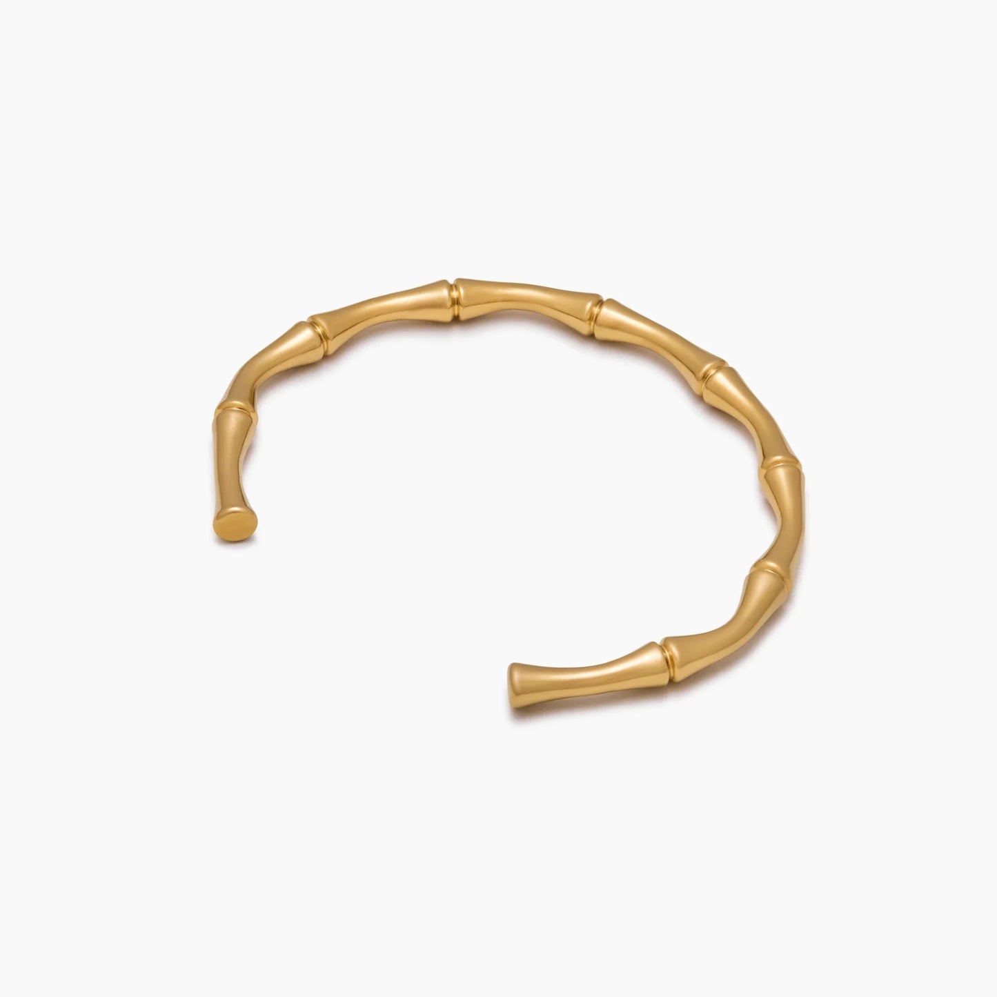 Bamboo Gold Cuff Bracelet | 18K Gold-Plated | Bamboo-Inspired 5mm Cuff