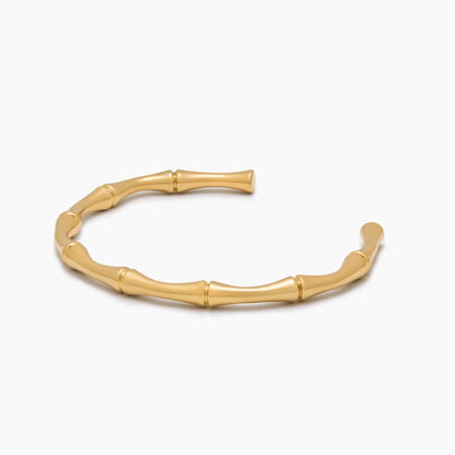 Bamboo Gold Cuff Bracelet | 18K Gold-Plated | Bamboo-Inspired 5mm Cuff