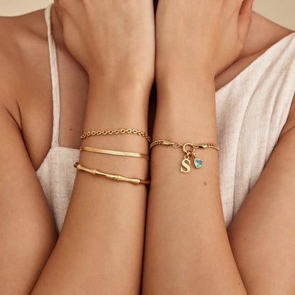Bamboo Gold Cuff Bracelet | 18K Gold-Plated | Bamboo-Inspired 5mm Cuff