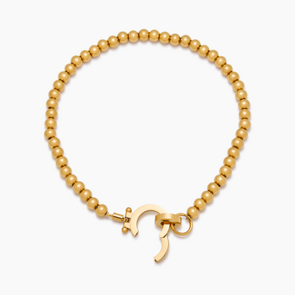 Essential Gold Beaded Bracelet | Gold-Plated | Charm Holder Clasp