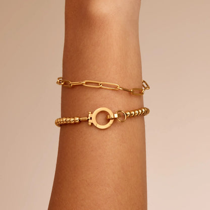 Essential Gold Beaded Bracelet | Gold-Plated | Charm Holder Clasp