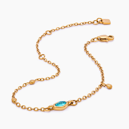 Aqua Droplet Bracelet | Gold-Plated | Aqua Stone Droplet Charm