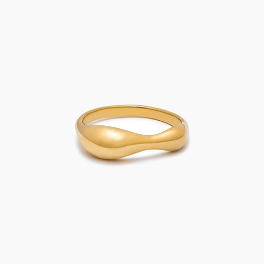 Sculpted Wave Statement Ring | Gold-Plated | Asymmetric Wave Band