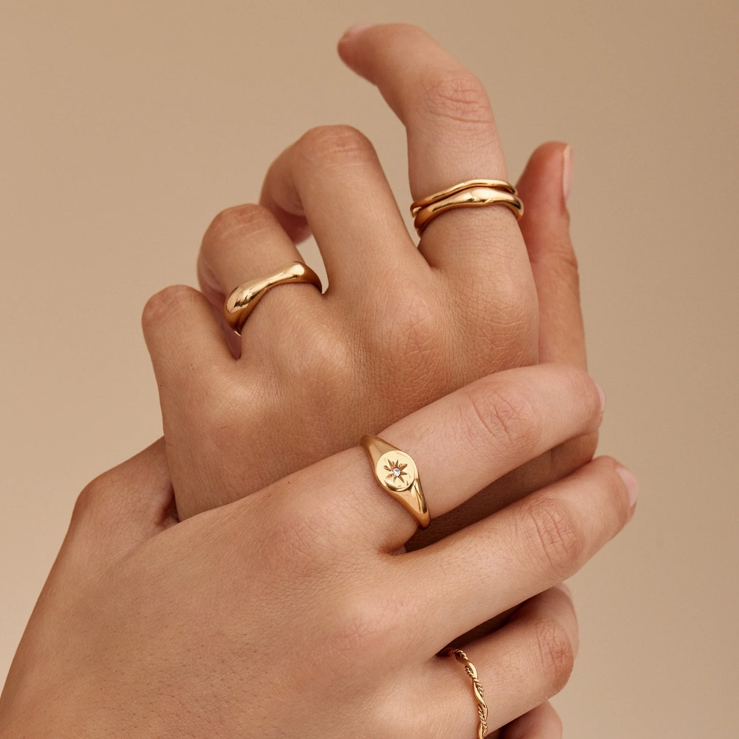 Sculpted Wave Statement Ring | Gold-Plated | Asymmetric Wave Band