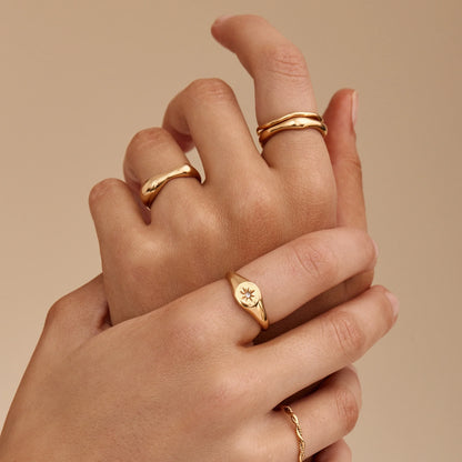 Sculpted Wave Statement Ring | Gold-Plated | Asymmetric Wave Band