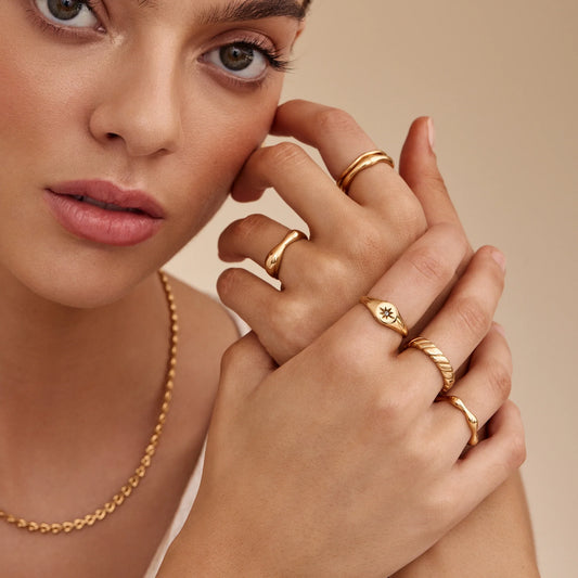 Sculpted Wave Statement Ring | Gold-Plated | Asymmetric Wave Band