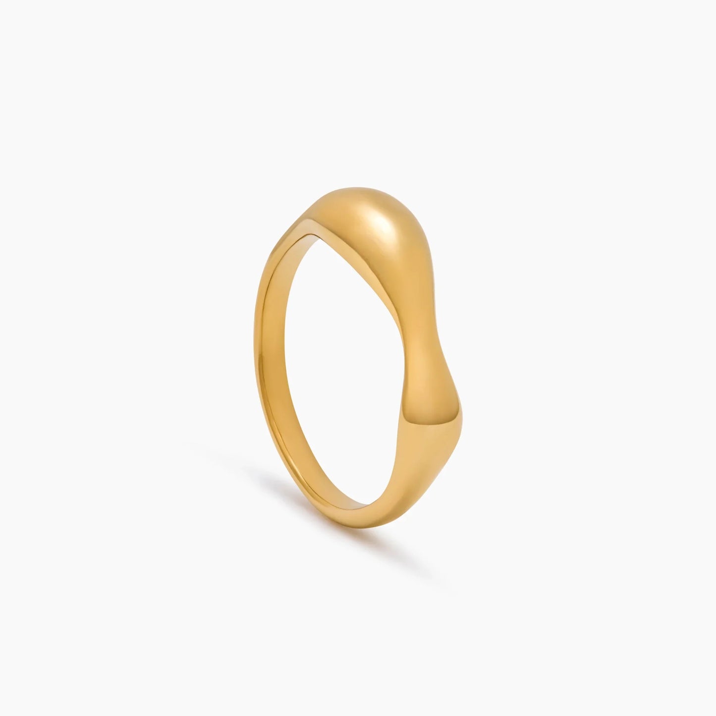 Sculpted Wave Statement Ring | Gold-Plated | Asymmetric Wave Band