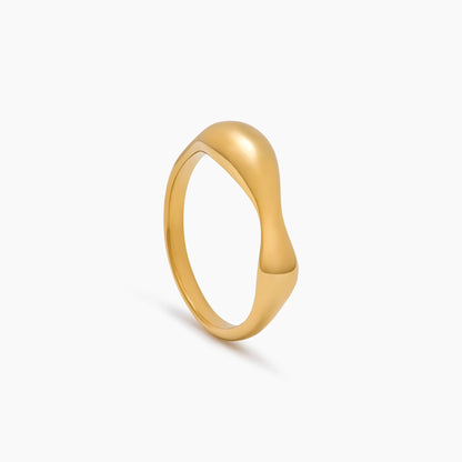 Sculpted Wave Statement Ring | Gold-Plated | Asymmetric Wave Band